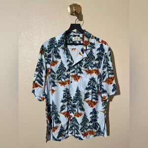 Acne Studios Men's Blue and Orange Tree Print Shirt